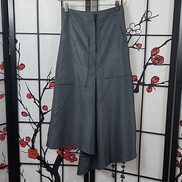 TIBI Womens Asymmetrical Drape Skirt In Dark Heather Gray - Picture 4 of 13